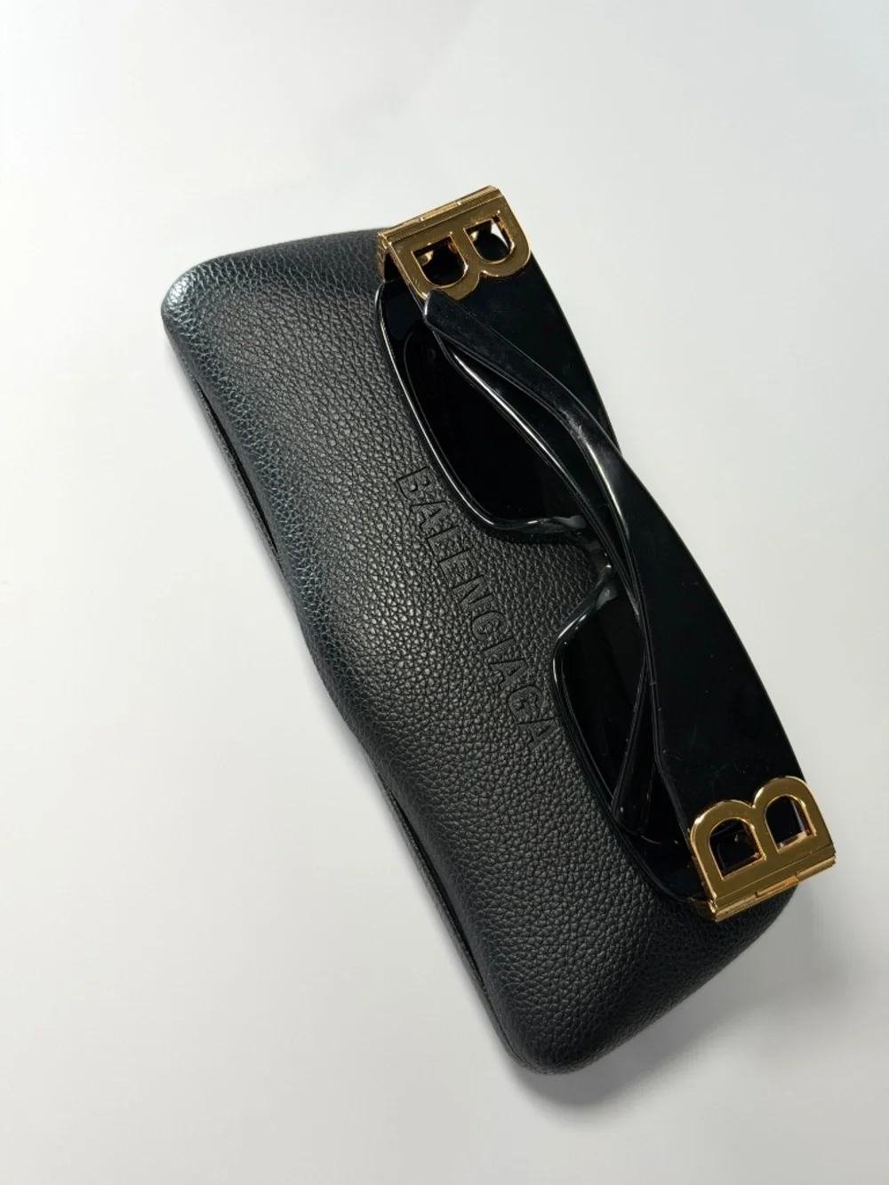 Balenciaga Dynasty Rectangle Sunglasses Black Gold BB0096S